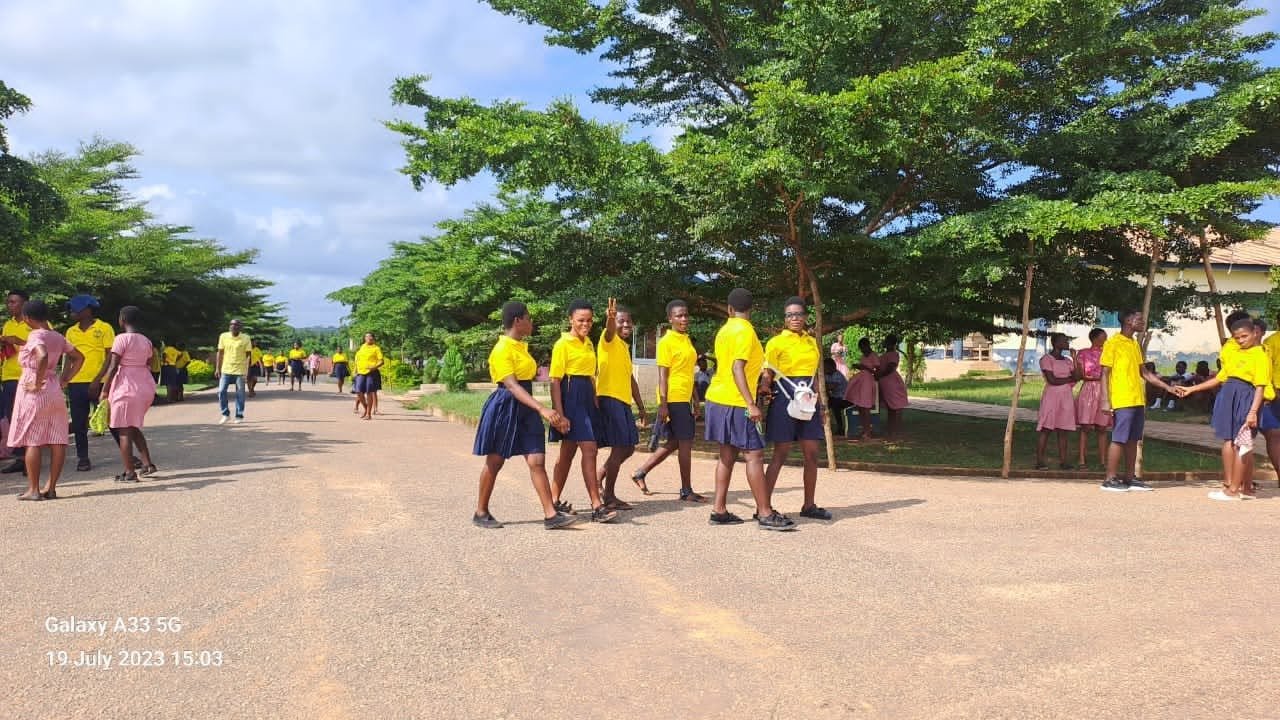 Students on the Ayirebi Senior High School campus